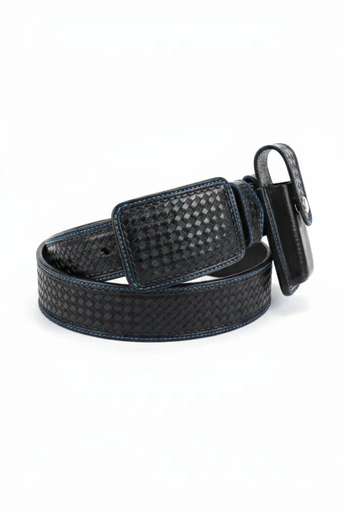 Cinto de petatillo clásico (color negro costura azul)